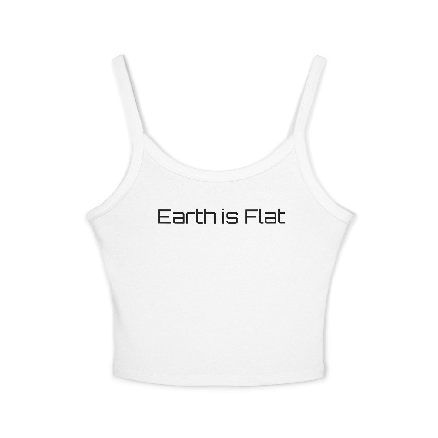 Trendy Women's Spaghetti Strap Tank Top - 'Earth is Flat' Graphic Design