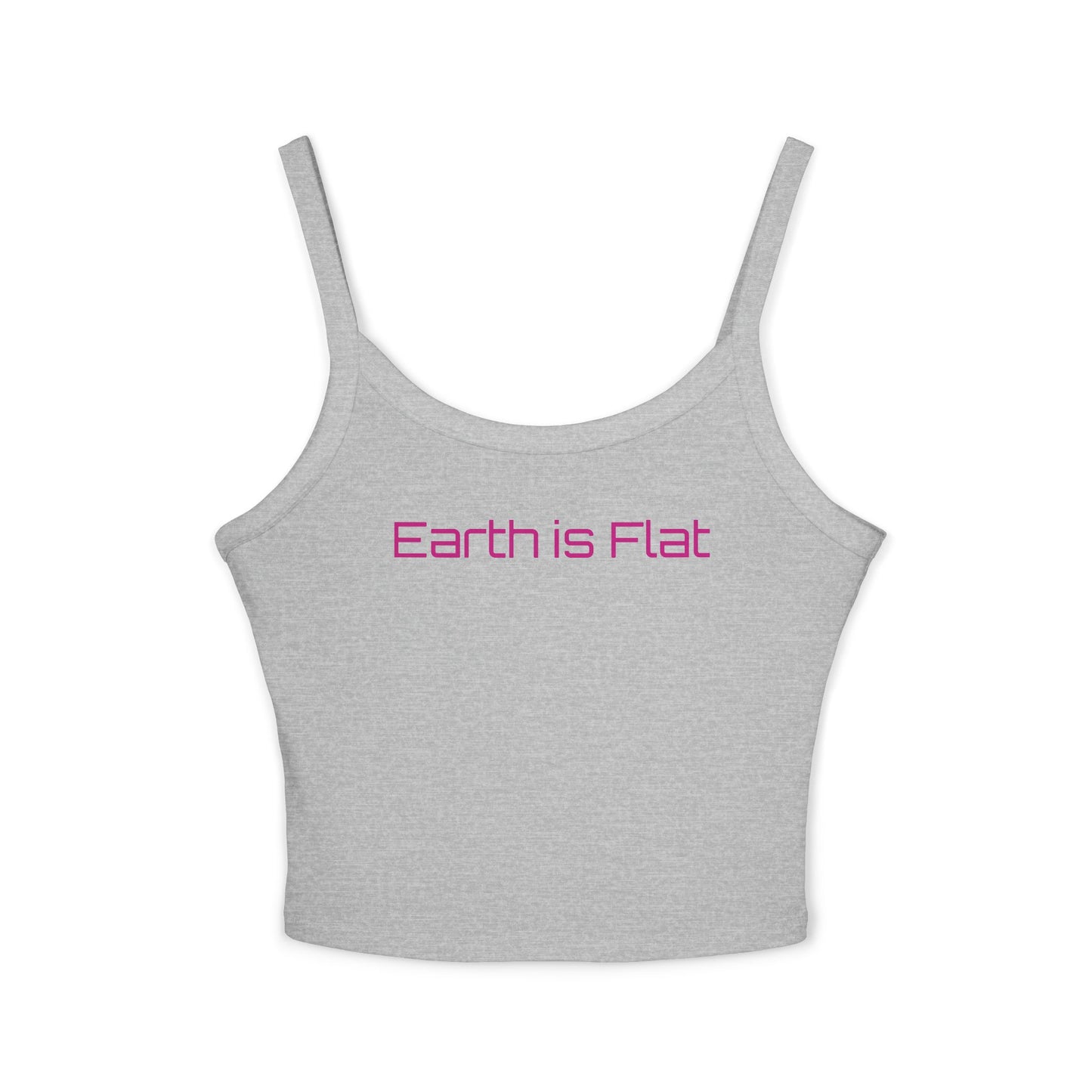Trendy Women's Spaghetti Strap Tank Top - 'Earth is Flat' Graphic Design