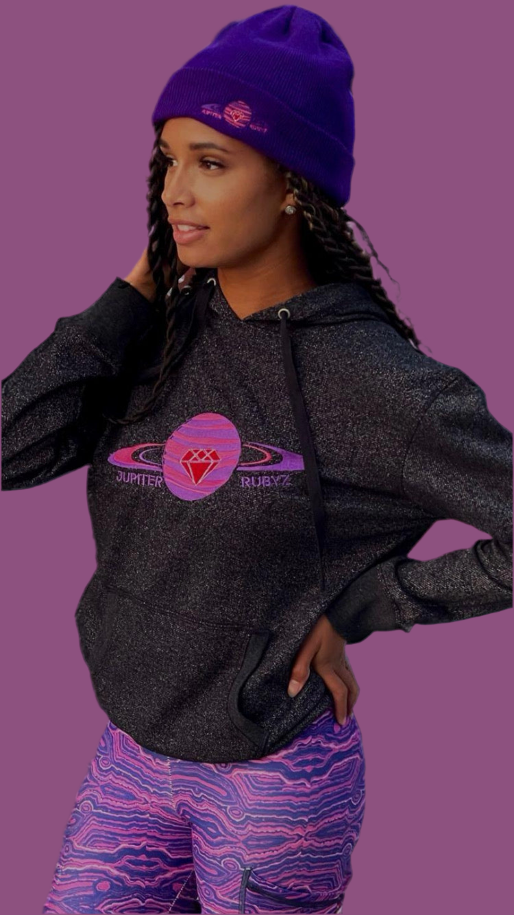 Rubinroter Glitzer-Hoodie