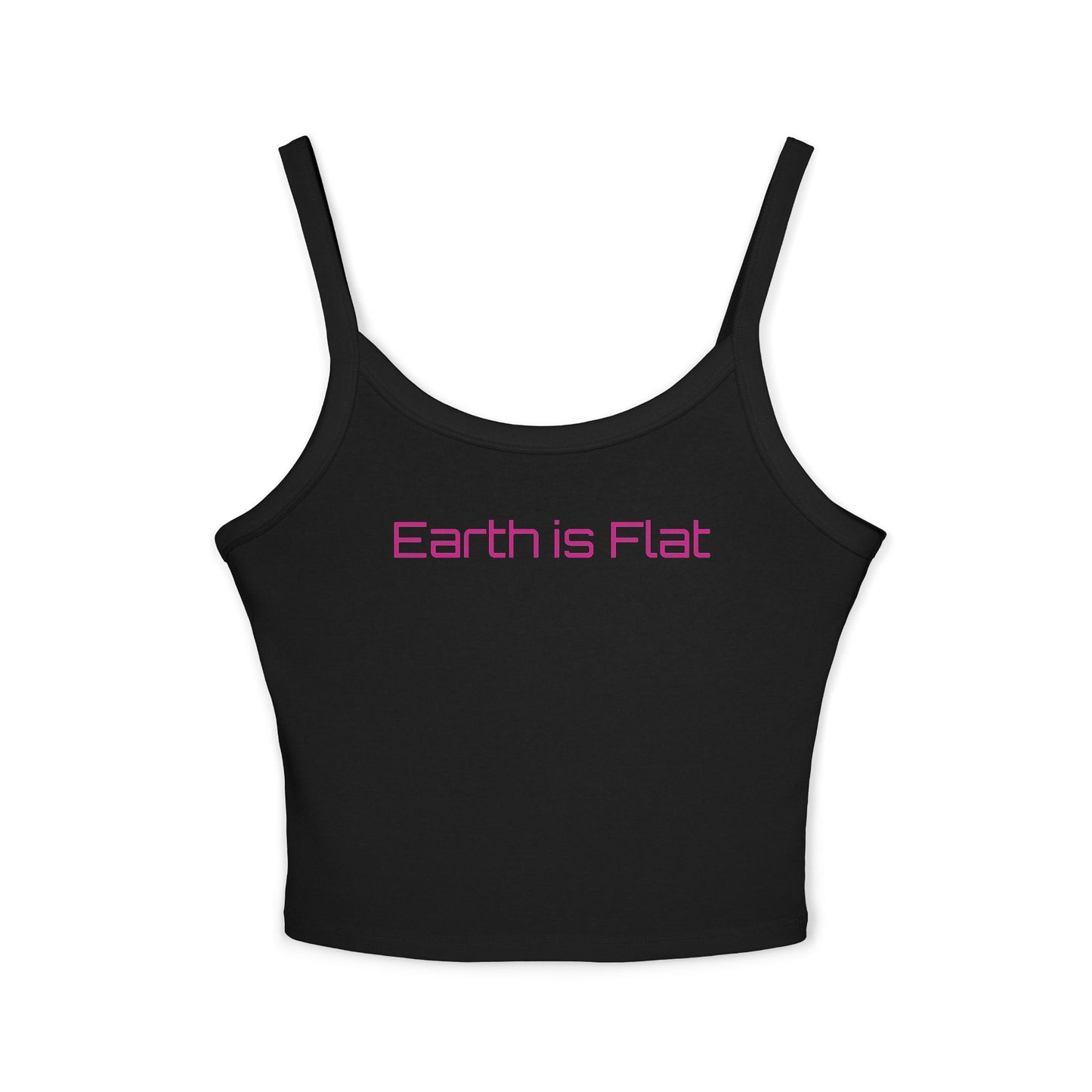 Trendy Women's Spaghetti Strap Tank Top - 'Earth is Flat' Graphic Design